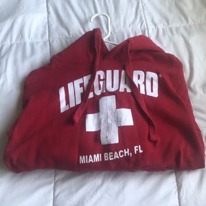 Red Miami, Florida Lifeguard Hoodie❤️
